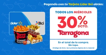 ¡Paga con tu Tarjeta Lider Bci en Tarragona y obtén 30% dcto!