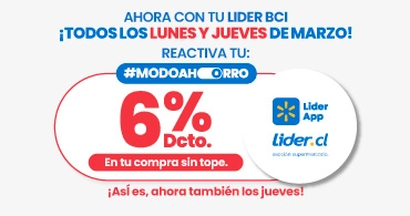 ¡#ModoAhorro con 6% dcto. los lunes y jueves de marzo!
